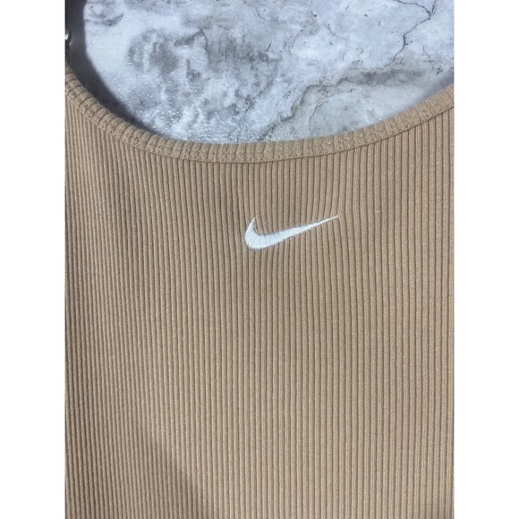 Nike Women's Ribbed Tank Dress Tan Beige Sz Large Bodycon Athleisure Y2K - Picture 3 of 8